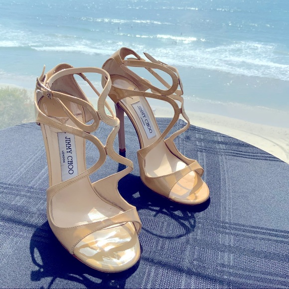 Jimmy Choo London Sandals Nude Patent Leather S 37 - Picture 7 of 12